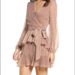 Love Fire Striped Tiered Flounce Fit & Flare Dress
